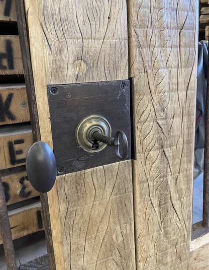 custom set of residential doors in reclaimed 2” x 6” PEROBA